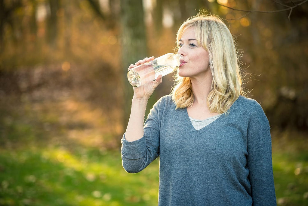 Epica glass bottles with lids – 18oz glass water bottles, reusable juice bottle with lids for storing juices, reusable water bottle durable set of 6 with Carrying Loop Caps