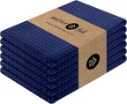 Native Fab Waffle Kitchen Towel - 6 Pack - Absorbent Dish Towel for Cleaning, Drying, and Cooking - 100% Cotton Durable Kitchen Essential for Home Use, Quick Drying Towels, 16x26 inches - Ink Blue
