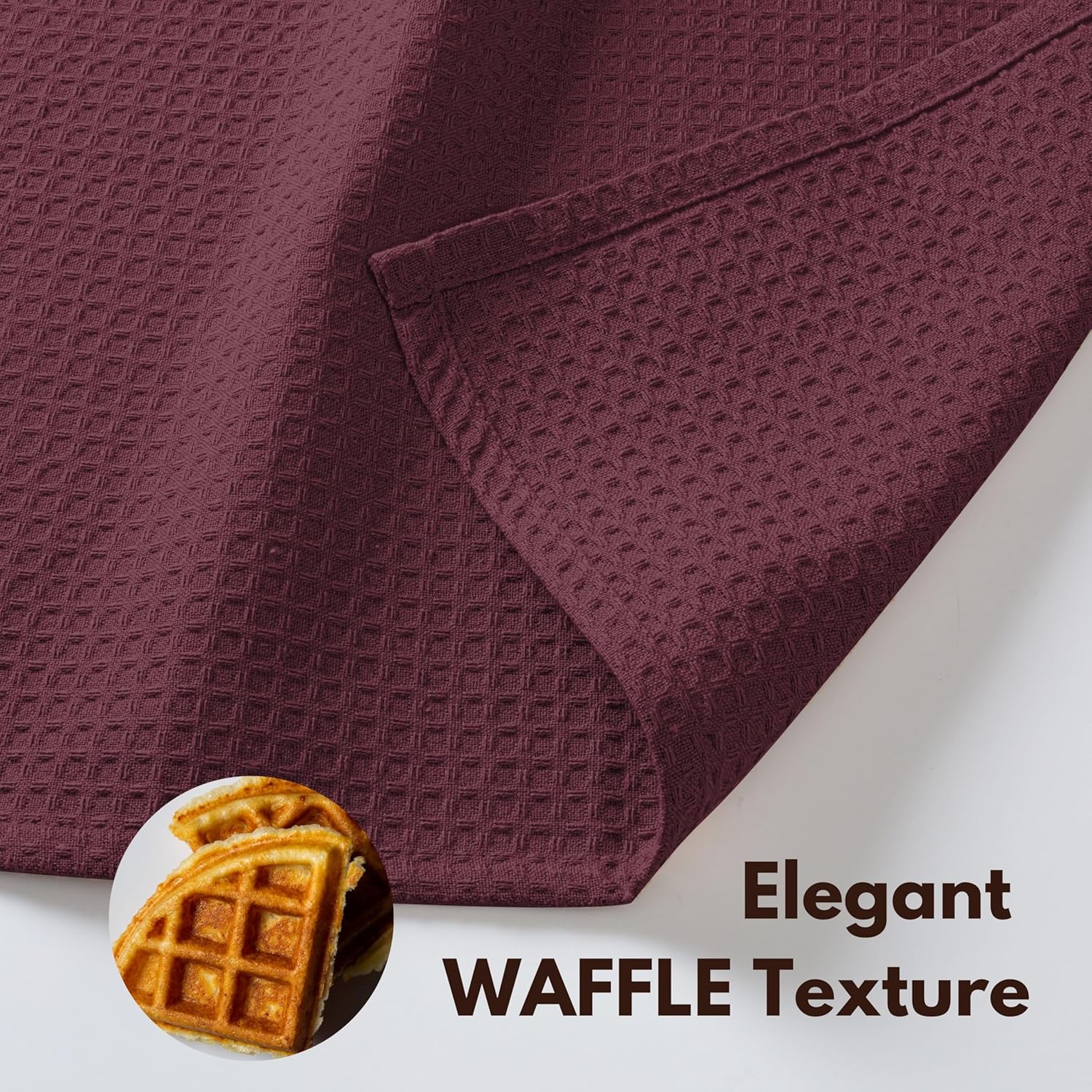 Native Fab 6 Pack Cotton Waffle Dish Cloths - 12x12 inch, Soft, Absorbent & Quick Drying Towels for Cleaning, Cooking & Baking - Great for Home, Restaurants, Cafes & Bars - Burgundy Wine