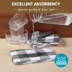 Native Fab 12-Pack Kitchen Towel with Hanging Loop 16x26 inches, Cotton Buffalo Check Kitchen Towels for Cleaning Drying, Washcloths Soft & Absorbent Cloth Rags, Bar Towel, Dish Cloth, Grey