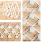 Dseap Accordian Wall Hanger: 16” High Wooden Wall Expandable Coat Rack, Hat Rack Holder, Accordion Hook for Baseball Caps, Coats, Mugs, 16 Peg Hooks, White