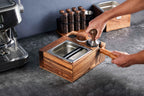 Espresso Knock Box and Tamping Station with Removable Organizer for 51mm, 54mm Ideal for Espresso Enthusiasts and Family Baristas