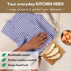 Native Fab Gingham Dish Towels 16x26 inches Set of 4 - Absorbent Washable Dishcloths, Dish Towels for Quick Drying Dishes, Kitchen Hand Towels with Hanging Loop, Blue White