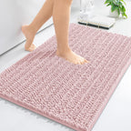 Arotive Luxury Chenille Bathroom Rug Mat, Extra Soft Thick Absorbent Shaggy Bath Rugs, Non-Slip Machine Wash Dry, Plush Bath Mats for Bathroom, Shower and Tub, 34x21, Dirty Pink