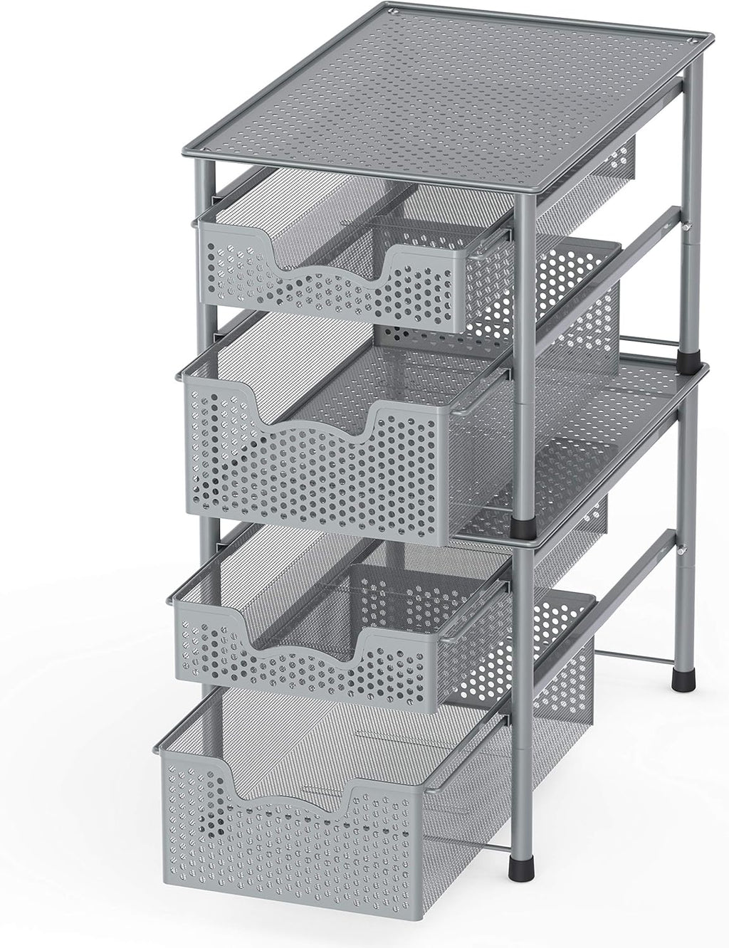 Simple Houseware Stackable 2 Tier Sliding Basket Organizer Drawer, Silver