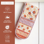 Maison d' Hermine Double Oven Mitts 100% Cotton 7"x35" Double Oven Mitt Heat Resistant BBQ Cooking Gloves with Loop, Baking, Grilling, Home, Kitchen, Handling Hot Pans (Harvest Festival)