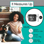 Coffee Gator Stainless Steel Coffee Grounds and Beans Container Canister with Date-Tracker, CO2-Release Valve and Measuring Scoop, Small, Gray