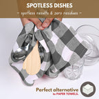 Native Fab 12-Pack Kitchen Towel with Hanging Loop 16x26 inches, Cotton Buffalo Check Kitchen Towels for Cleaning Drying, Washcloths Soft & Absorbent Cloth Rags, Bar Towel, Dish Cloth, Grey