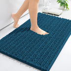 Arotive Luxury Chenille Bathroom Rug Mat, Extra Soft Thick Absorbent Shaggy Bath Rugs, Non-Slip Machine Wash Dry, Plush Bath Mats for Bathroom, Shower and Tub, 24x16, Peacock Blue