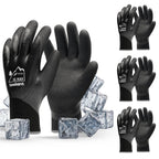 Waterproof Gloves Bulk Pack for Men and Women, 3 Pairs, Freezer Gloves with Grip, Double Nitrile Dipped for Extreme Oil Repellent, for Construction, Mechanics, Mining, Plumbing, Black, XX-Large