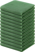Kitinjoy 100% Cotton Kitchen Dish Cloths, 12 Pack Waffle Weave Ultra Soft Absorbent Dish Towels for Drying Dishes Quick Drying Kitchen Towels Dish Rags, 12 X 12 Inches, Grass Green