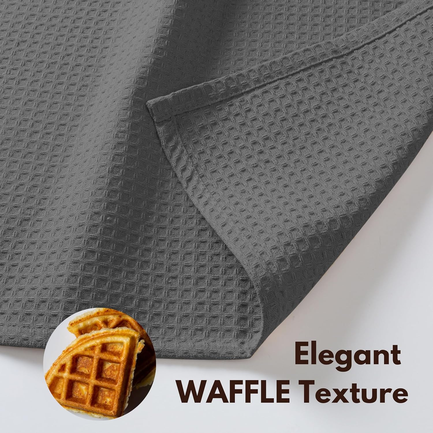 Native Fab Waffle 18 Pack Dish Cloths Set - 100% Cotton, Absorbent, Quick Drying, Washable Towels for Cleaning, Cooking & Baking - Great for Home, Restaurants, Bars & Cafes, 12x12 inches - Grey
