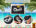 Cheers Sign Tiki Bar Mats for Countertop 18 x 12in, Tiki Decor Cheers Sign for Bar Cart Decor and Accessories and Essentials, Silicone Coffee Mat and Coffee Matt for Counter, Drink Signs for Party