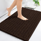 Arotive Luxury Chenille Bathroom Rug Mat, Extra Soft Thick Absorbent Shaggy Bath Rugs, Non-Slip Machine Wash Dry, Plush Bath Mats for Bathroom, Shower and Tub, 30x17, Brown