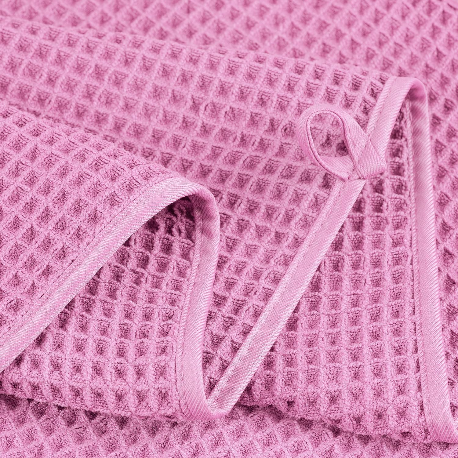 POLYTE Microfiber Oversize Quick Dry Lint Free Bath Towel, 60 x 30 in, 4 Pack (Waffle Weave)