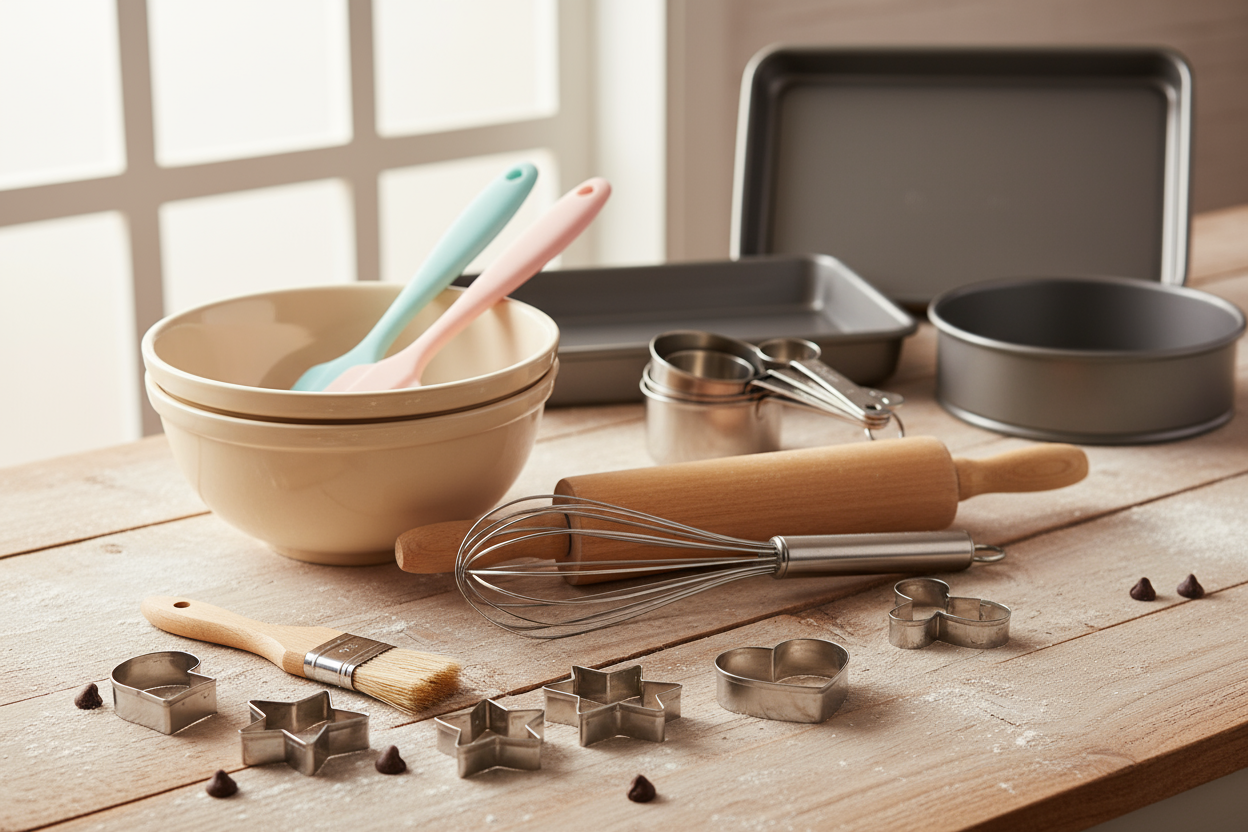 real photo of baking tools